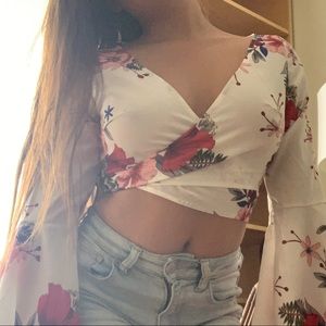 SHEIN floral wrap top